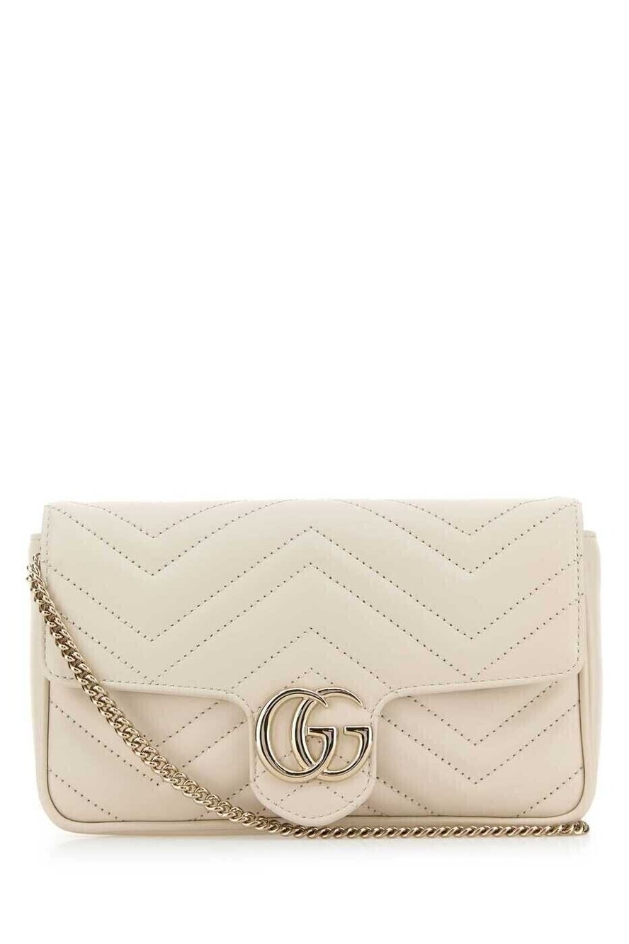 Gucci GG Marmont Matelasse Leather Chain Shoulder Bag White